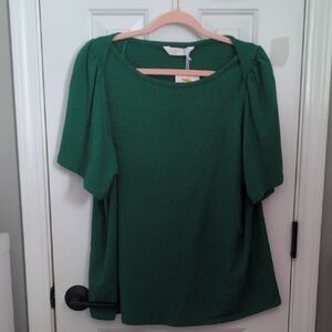 LC Lauren Conrad Green Shoet Sleeve Blouse